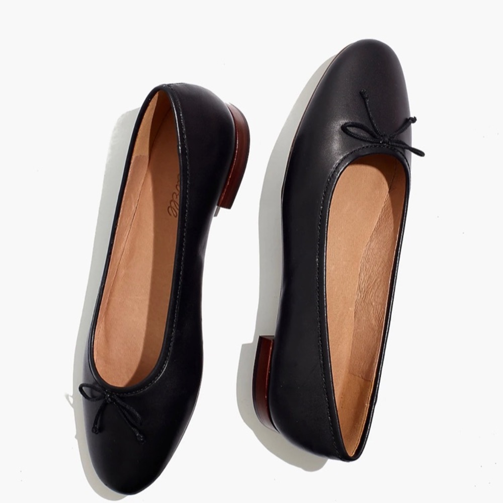 Madewell Adelle Ballet Flat in Black Leather 9.5